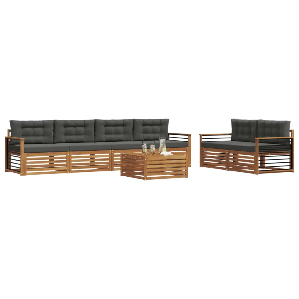 Set di divani da esterno con cuscino 7 pcs Naturale e Antracite 3373072