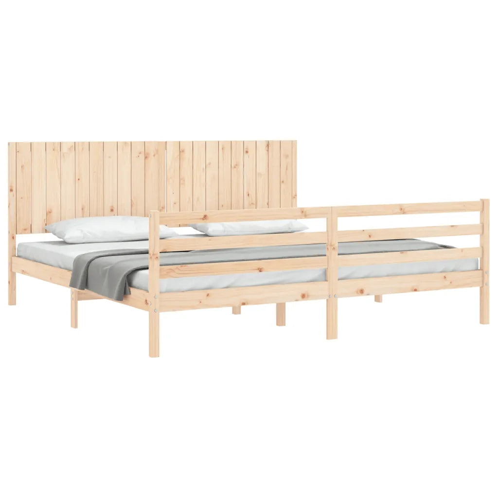 Giroletto con Testiera-Struttura Letto con testiera 200x200 cm in Legno Massello 480815