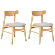 Set di 2 sedie da pranzo in tessuto grigio e struttura in legno chiaro retrò senza braccioli con seduta