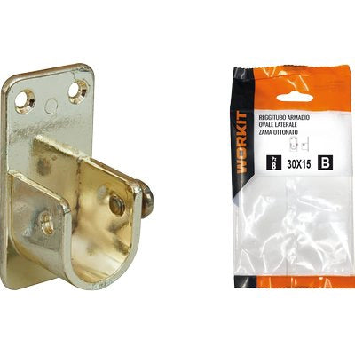 REGGITUBO ARMADIO OVALE LATERALE SELF WORKIT - ZAMA OTTONE LUCIDO TUBO MM 30X15 CF=PZ 2- 2 confezioni