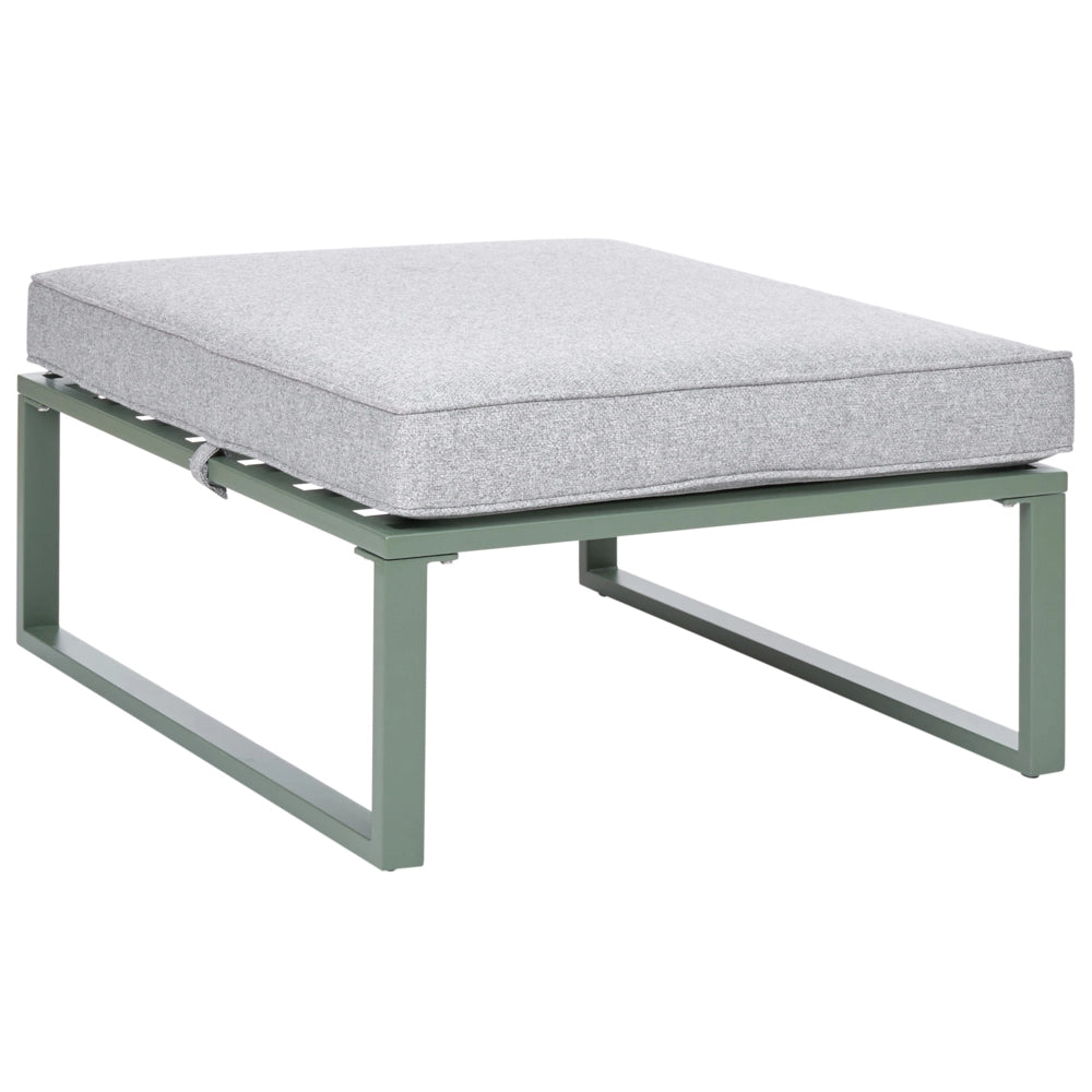 Set Lounge da Giardino a 3 Posti con Divano Angolare Sinistro in Tessuto Verde e Tavolino Struttura in Alluminio