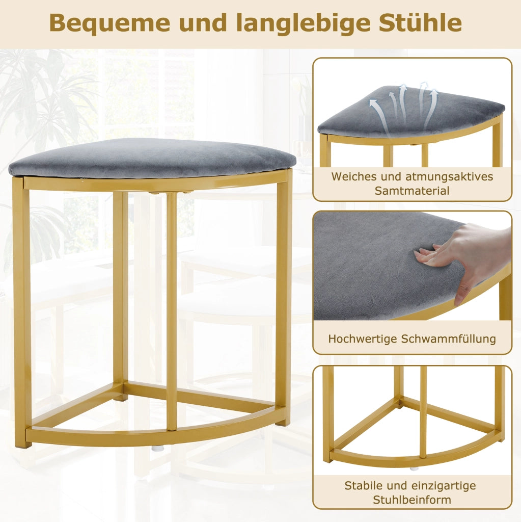 Set tavolo da pranzo rotondo 80 cm con 4 sedie bianco e grigio