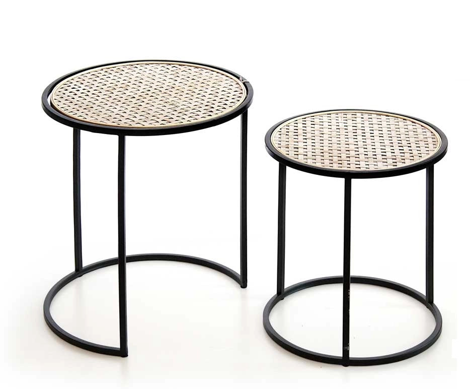 CARAIBI SET DA 2 TAVOLINI TONDI DA ARREDO 43 X H50 CM /38 X 43 CM