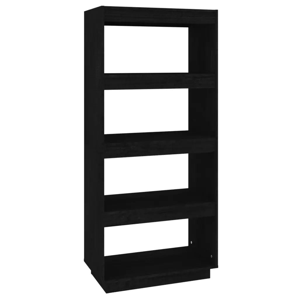 Libreria/Divisorio Nero 60x35x135 cm in Legno Massello di Pino 810873