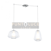 SOSPENSIONE CROMO 2 LUCI SPOSTABILE VETRI ALPHA + GAMMA TRASPARENTI 1176CR-S2 S AG-TR