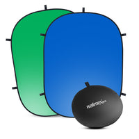 Fondale fotografico pieghevole 2 in 1 grigio/blu 150 x 210 cm, sfondo per foto e video con borsa da trasporto