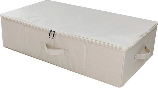 Scatola di Stoccaggio per Piumoni con Coperchio con Zip e Maniglie per Armadio - Colore Beige - Soluzione di Risparmio di Spazio per la Stoccaggio dei Piumoni o del Letto
