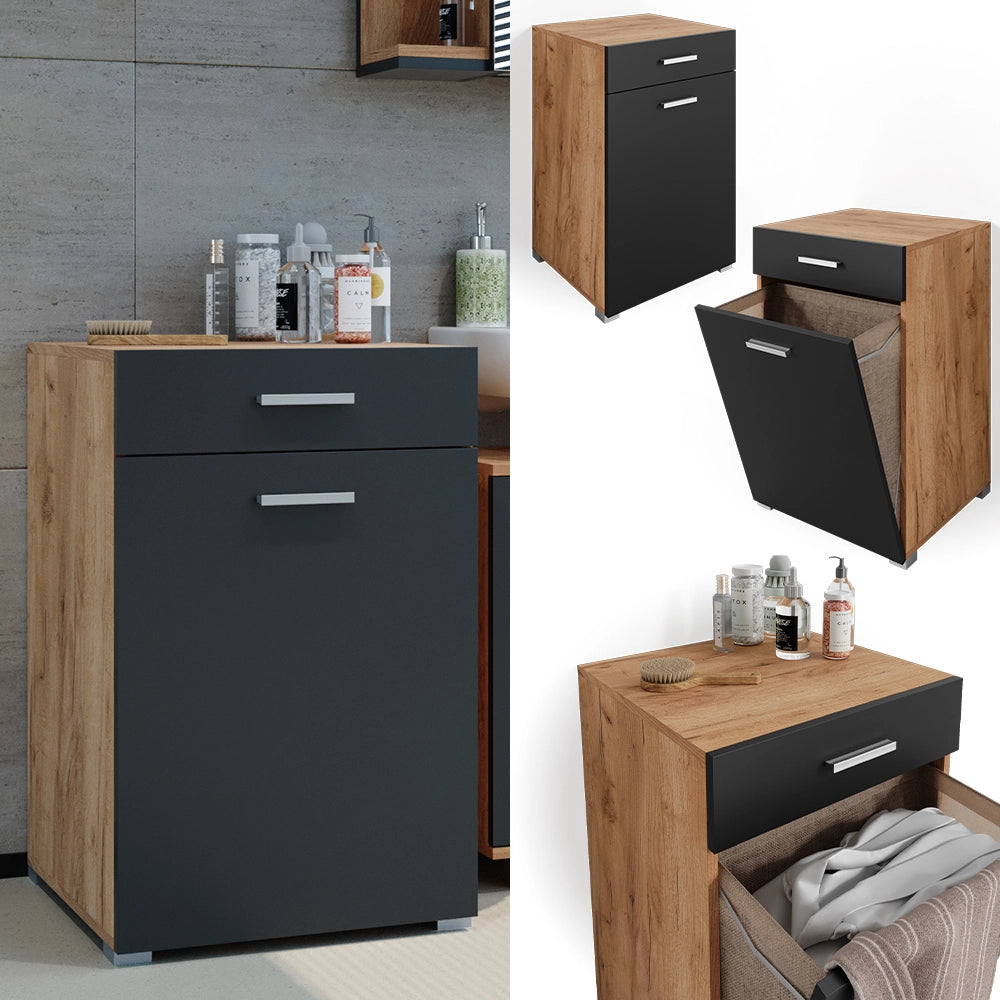 Vicco Armadietto da bagno con portabiancheria Antracite 50 x 78.5 cm