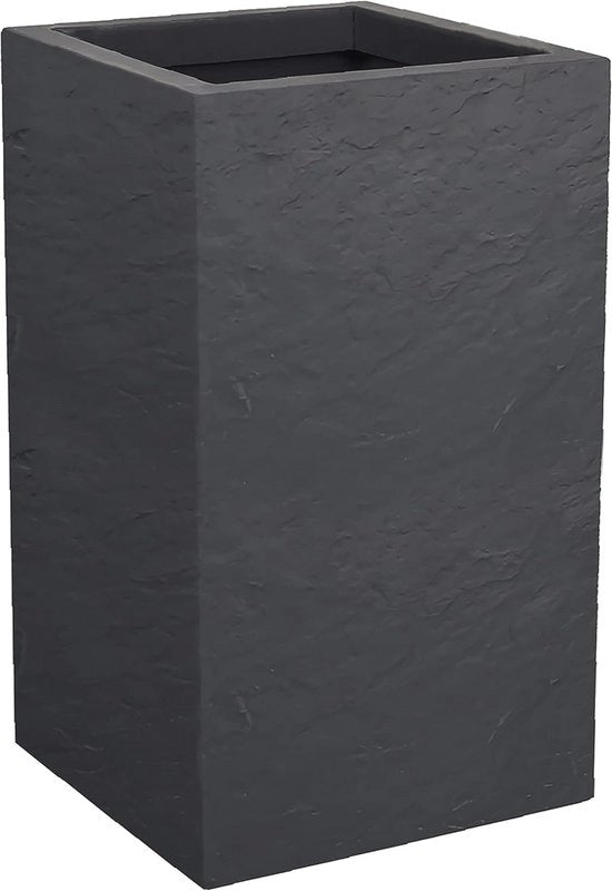 Piatto quadrato con decorazione in pietra imitativa per piante - zona di accumulo d'acqua 36L - 29,5 x 29,5 x 49,5 cm - grigio ciottolato