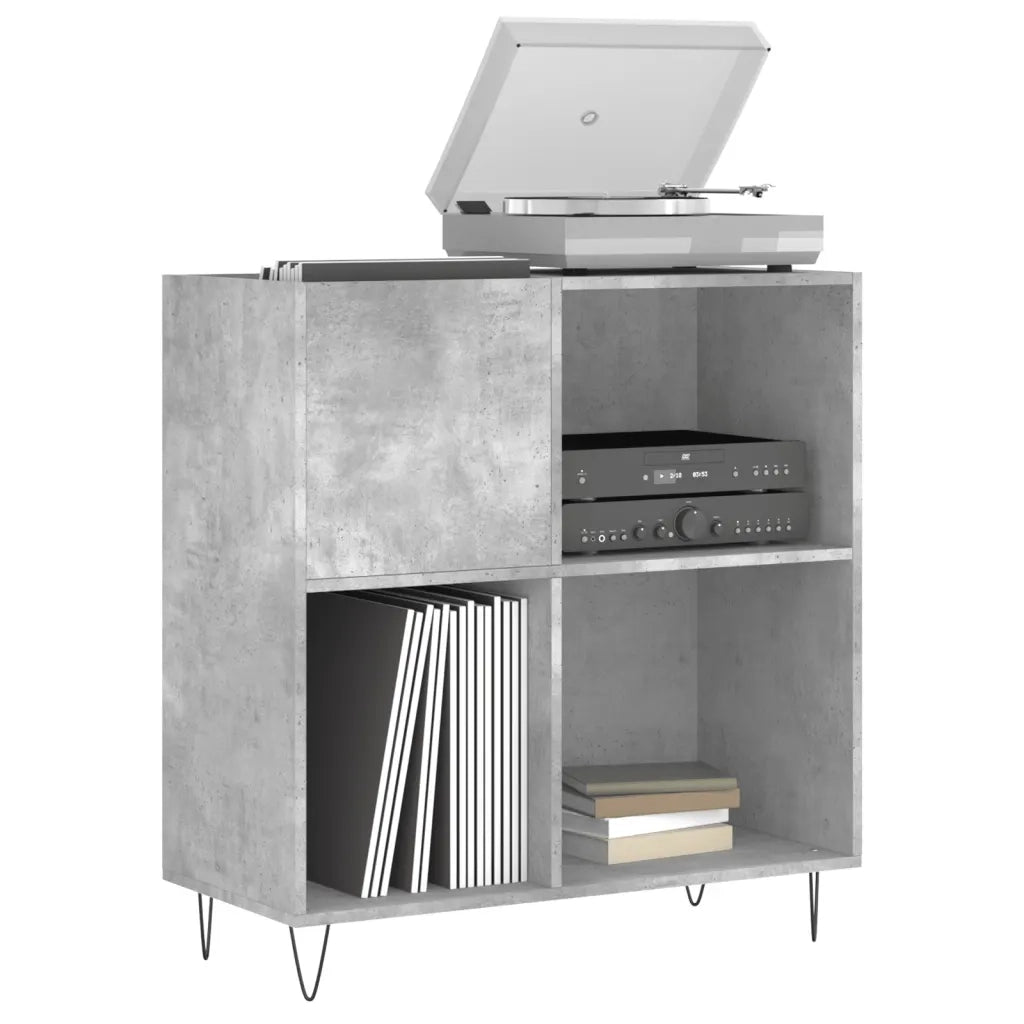 Mobile Porta Dischi Grigio Cemento 84,5x38x89 Legno Multistrato 831776