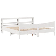 Letto matrimoniale | Letto per adulti | Giroletto con Testiera Bianco 200x200 cm Legno Massello di Pino