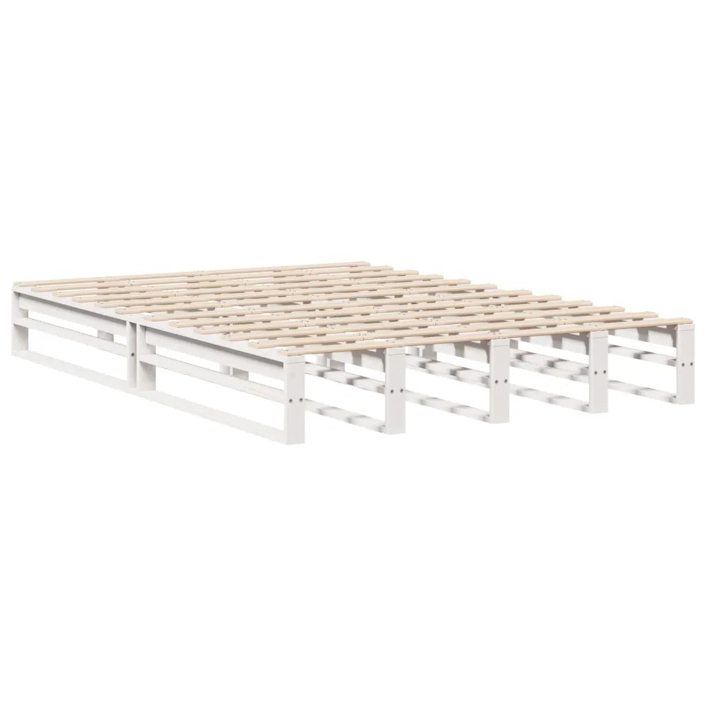 Letto senza Materasso Bianco 135x190 cm Legno Massello di Pino