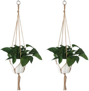 Hanger per piante in cotone Macramé Hanger per piante in cotone per appese Hanger per piante in cotone per contenitore di piante Hanger per piante per interni ed esterni Beige 122cm (2 pezzi)