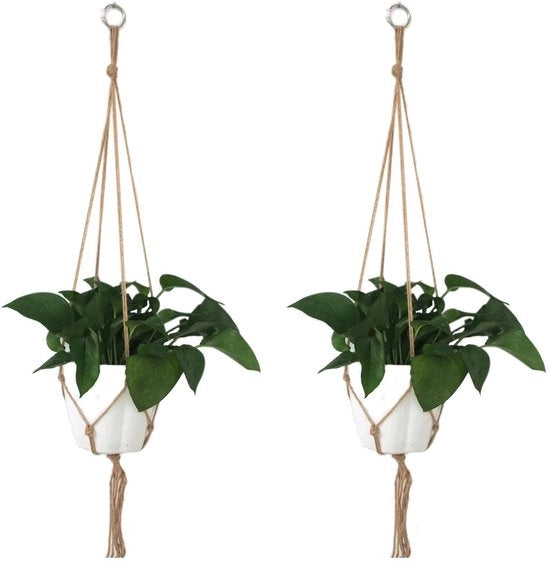 Hanger per piante in cotone Macramé Hanger per piante in cotone per appese Hanger per piante in cotone per contenitore di piante Hanger per piante per interni ed esterni Beige 122cm (2 pezzi)