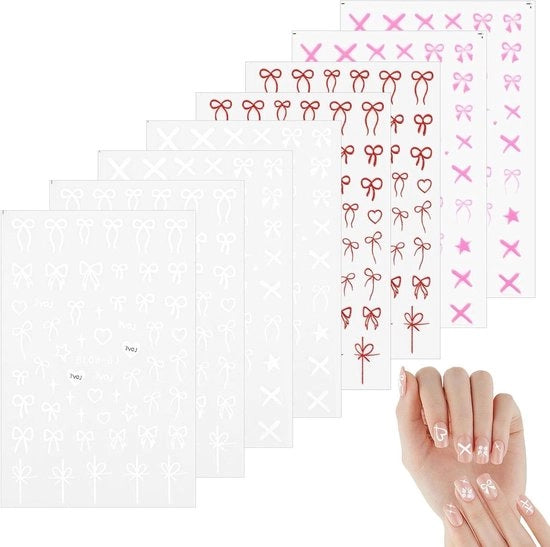 Decorazioni per unghie in stiker 3D con cuori a forma di martello - Accessori per unghie - 8 fogli