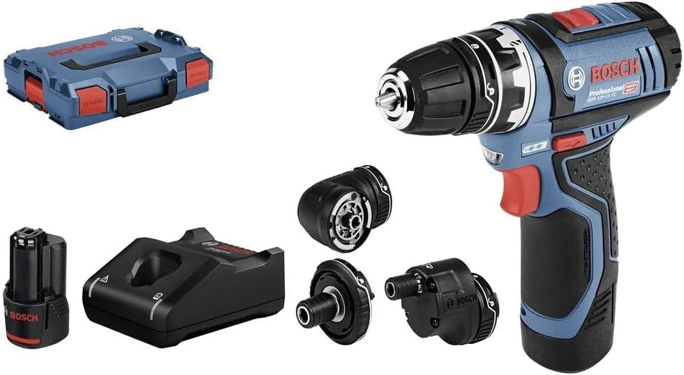 Bosch Professional Gsr 12V-15 Fc Flexiclick System 12V System Trapano-Avvitatore a Batteria, con 1X Accessorio, Mandrino Autoserrante Gfa 12-B, Batteria e Caricabatteria Non Incluse, in L-Boxx