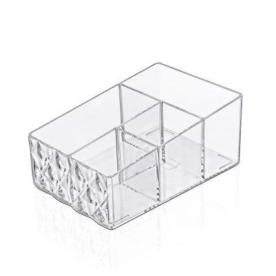 Organizer porta trucchi e cosmetici in plastica trasparente con 4 scomparti