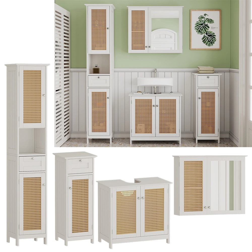 Vicco Set di mobili da bagno Bianco 4 pezzi, con colonna