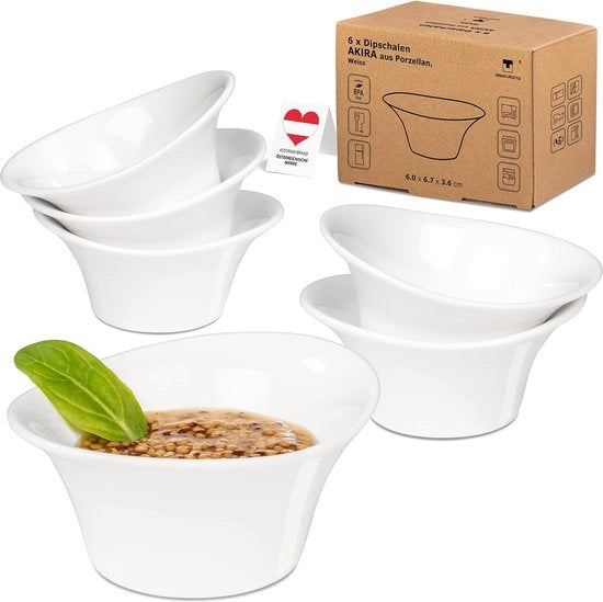 Piatte ovale per cotti (8 x 6,5 cm) piatti di porcellana contenitori per snack contenitori per dessert contenitori per gelato Confezione da 6