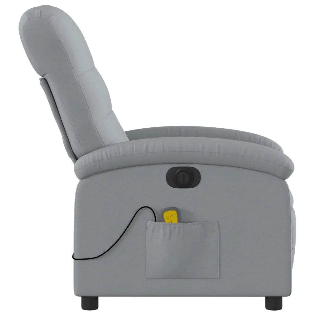 Divano Sedia-Poltrona Reclinabile Massaggio Elettrica Grigio Chiaro Tessuto 615171