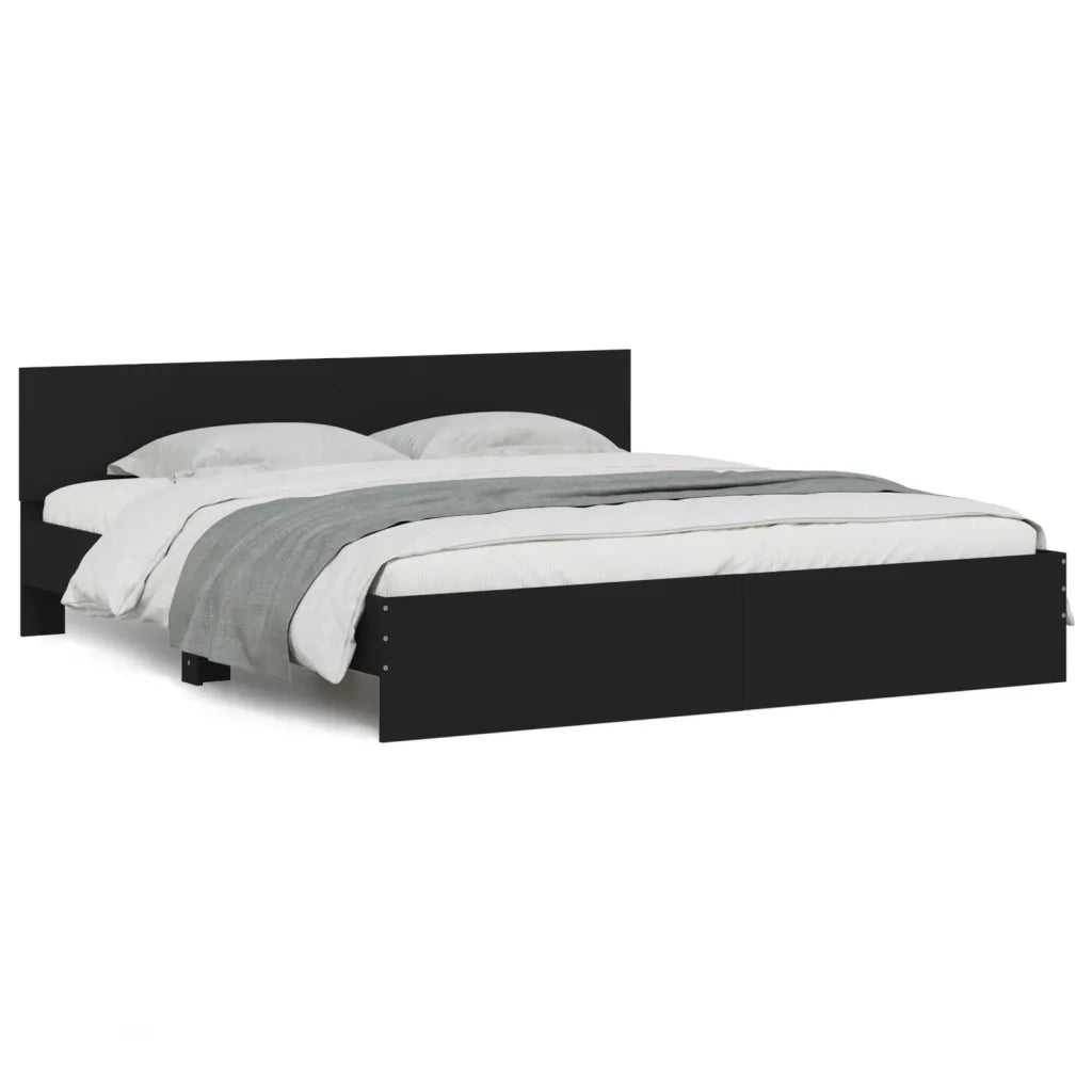 Giroletto con Testiera-Struttura Letto con testiera Nero 200x200 cm