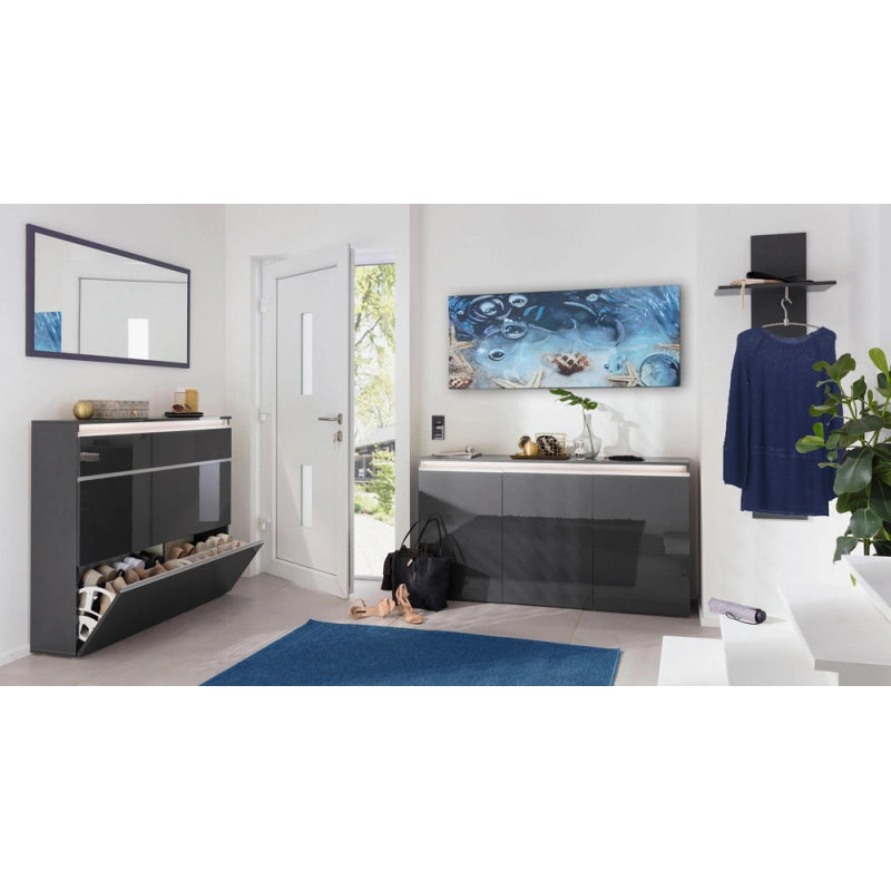 Scarpiera Magic 120 – 2 ante + 1 ribalta – Antracite Lucido