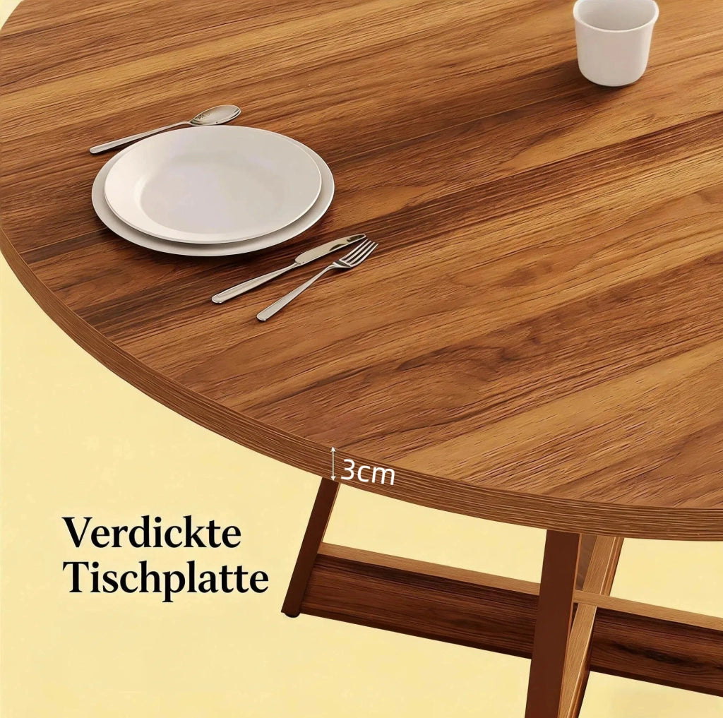 Tavolo da pranzo rotondo Ø100 cm in MDF marrone