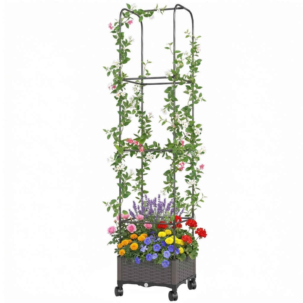 Vaso da fiori mobile con graticcio per piante rampicanti ¨C zephmum ¨C 40x40x185 cm