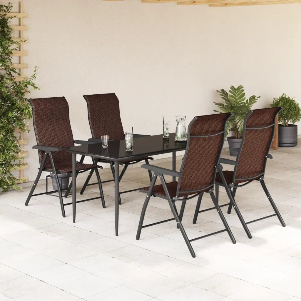 Sedie Pieghevoli da Giardino 4 pz | Sedie da Esterno Marroni in Polyrattan