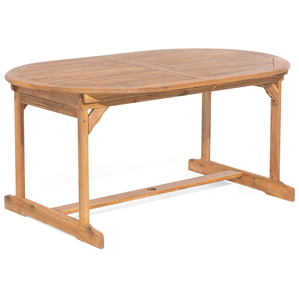 Set da pranzo per esterni in legno di acacia chiaro con cuscini grigi tavolo a 8 posti sedie pieghevoli design rustico