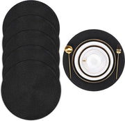 Set di tappeti rotondi per tavolo da 6 pezzi - isolamento termico - antiscivolo - intrecciato - tappeti per tavola da pranzo - lavabili - cucina - tappeti per tavola da pranzo - per hotel - matrimoni - feste - vacanze - nero.
