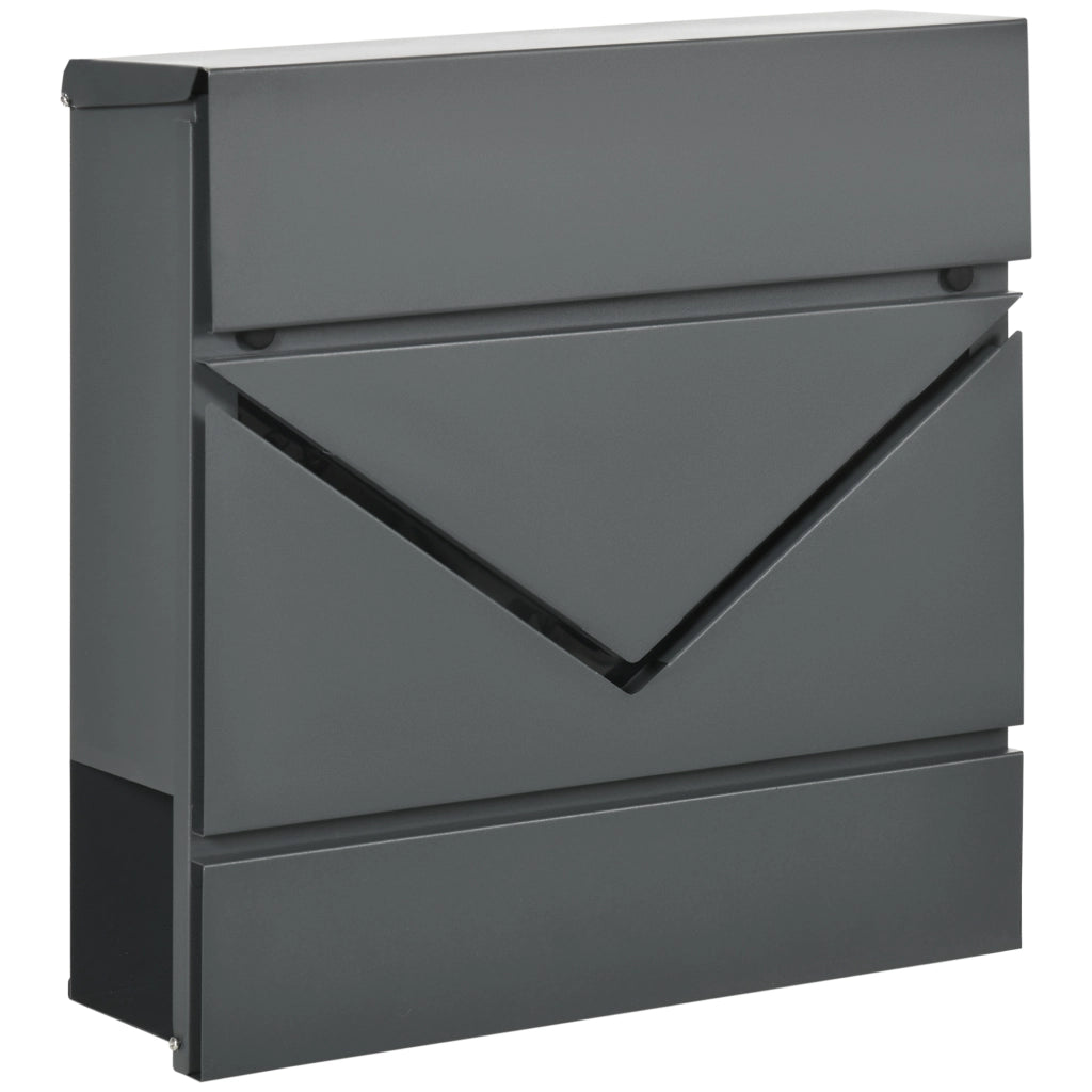 Cassetta Postale in Acciaio con Portagiornali ¨C zephmum ¨C Grigio 37x10.5x37 cm