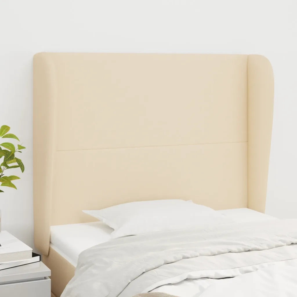 Testiera | Testata ad Orecchio Crema 93x23x118/128 cm in Tessuto