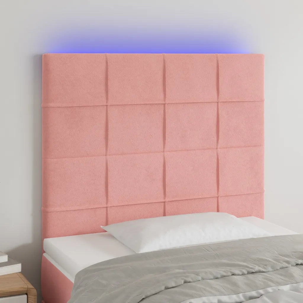 Testiera | Testata a LED Rosa 80x5x118/128 cm in Velluto