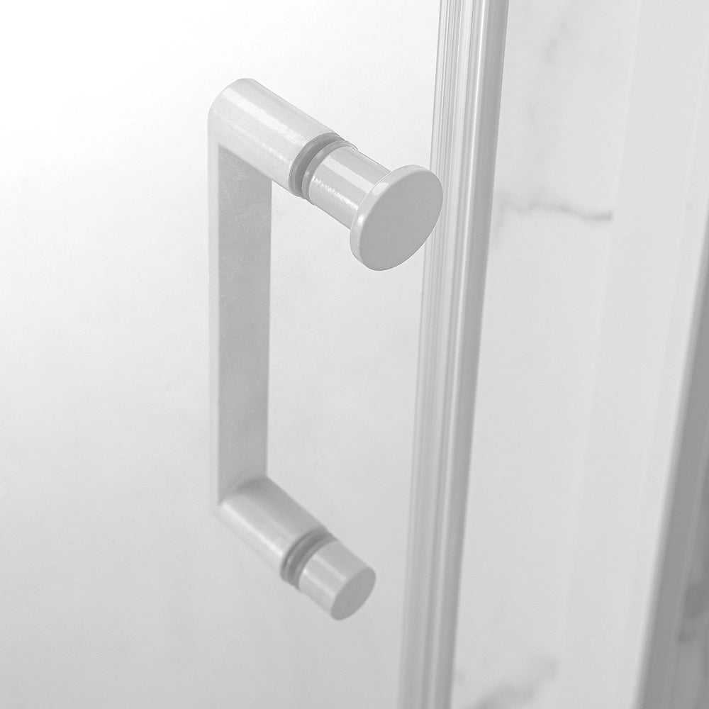 Box doccia 3 lati 80x140x80 in vetro temperato trasparente scorrevole con profili bianchi Tay