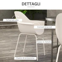 Set 4 Sedie in Plastica con Piedini Antiscivolo, 59x55x84 cm, Grigio