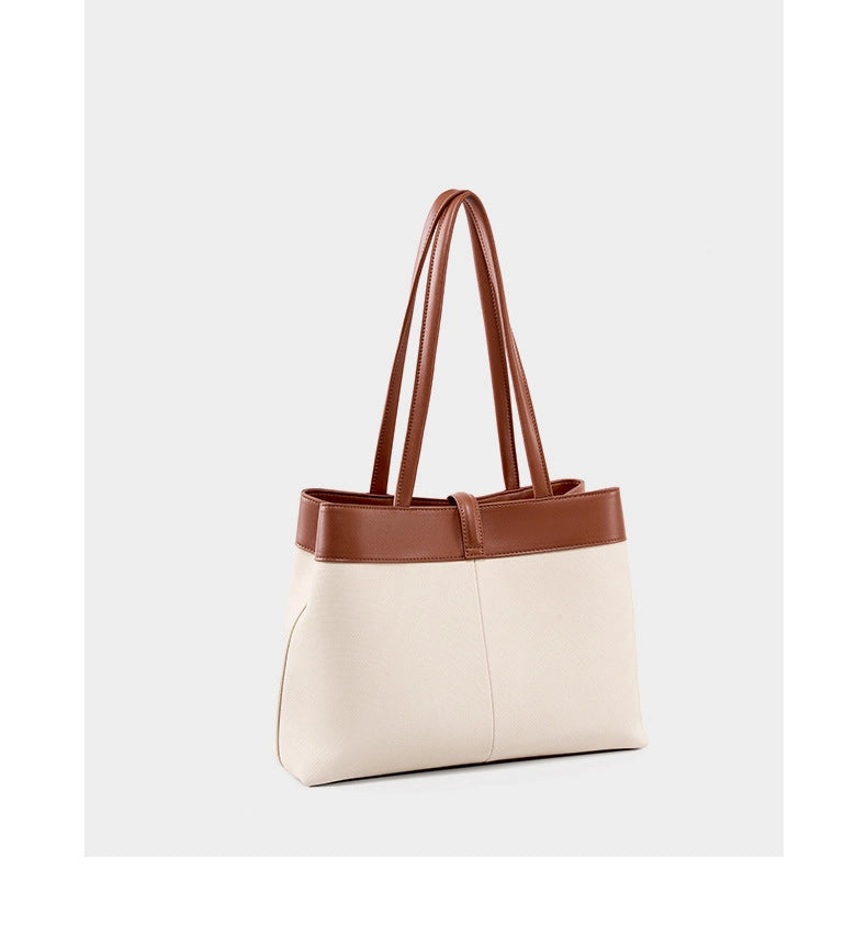 Borsa tote da donna in vera pelle marrone