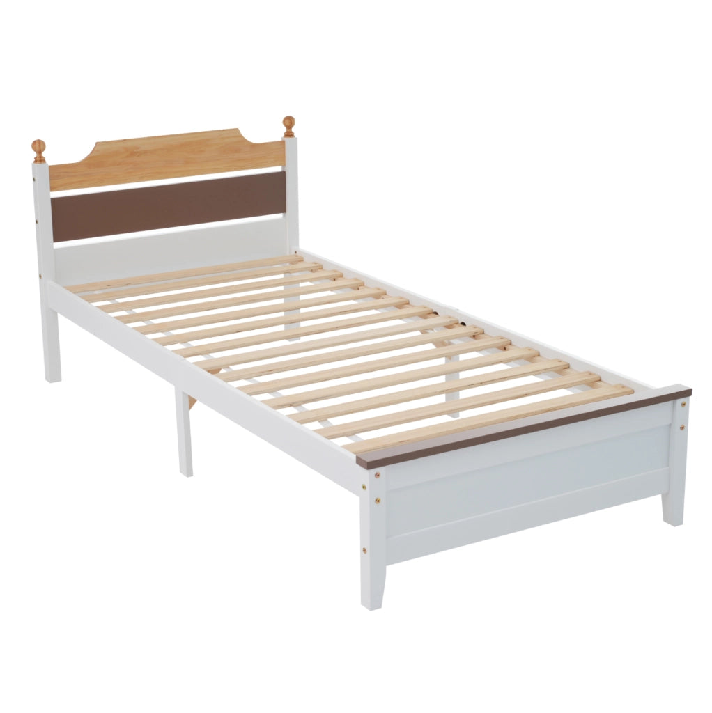 Letto singolo bianco 90x200 cm in pino e MDF con 15 doghe