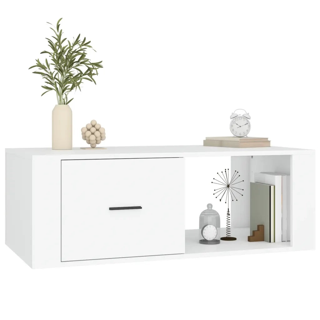 Tavolino da Salotto Bianco 100x50,5x35 cm in Legno Multistrato 816536