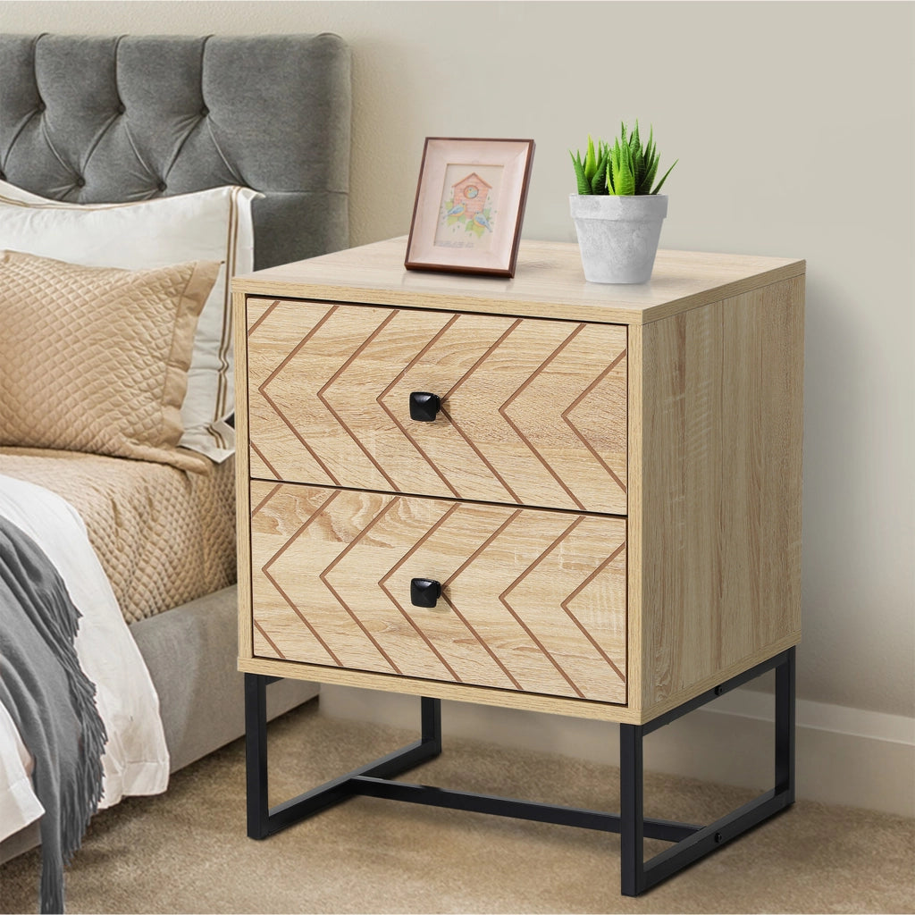 Comodino con 2 Cassetti in Legno ¨C Zephmum ¨C 48x39,5x60 cm