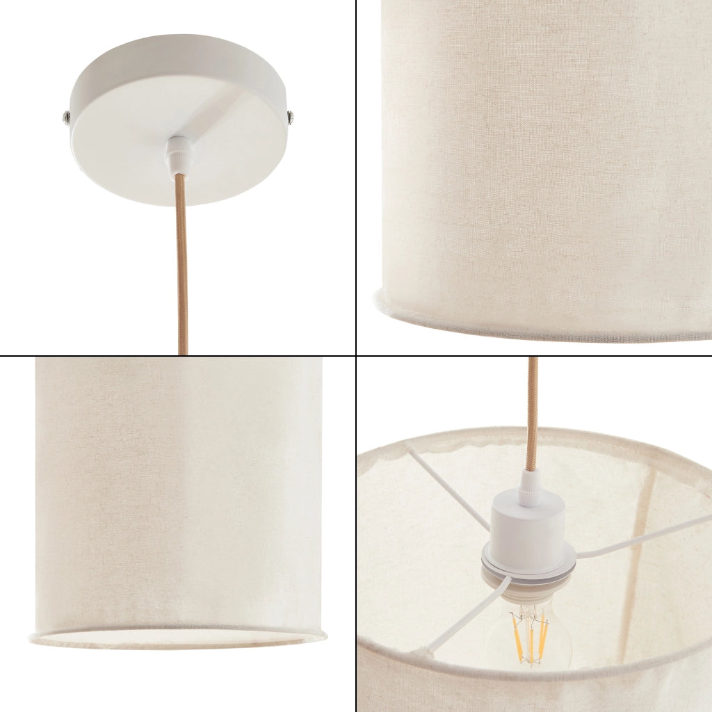 Lampada a Sospensione Buckley con Paralume Cilindrico Ø30 cmTessuto Bianco lux.pro