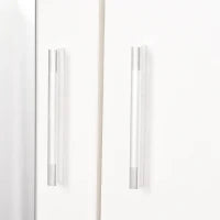 Armadio Moderno Guardaroba 2 Ante con Specchio e 3 Cassetti, Mensole Regolabili e Barra Appendiabiti, 80x50x180cm, Bianco