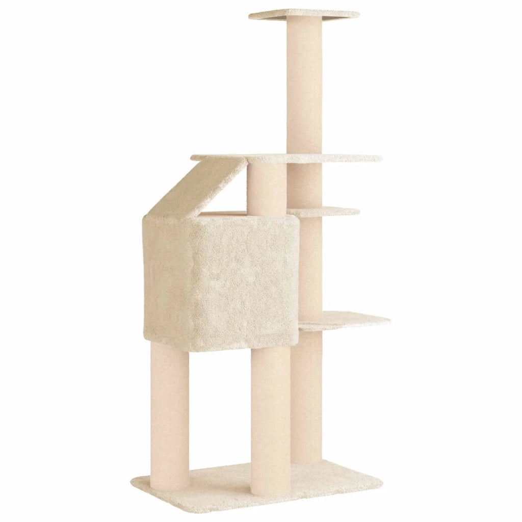 Albero per gatti con pali per graffiare in sisal Crema 183 cm 42033069