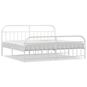 Letto matrimoniale | Letto per adulti | Giroletto con Testiera e Pediera Metallo Bianco 200x200 cm