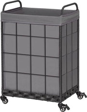 Asciugamano con ruote, asciugamano pieghevole con sacchetto lavanderia rimovibile, distributore di acqua per lavaggio 100 L con maniglia metallica (grigio)