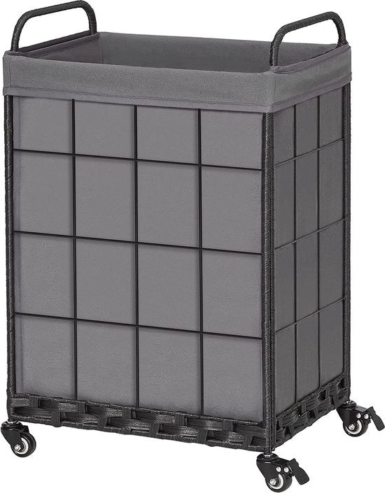 Asciugamano con ruote, asciugamano pieghevole con sacchetto lavanderia rimovibile, distributore di acqua per lavaggio 100 L con maniglia metallica (grigio)