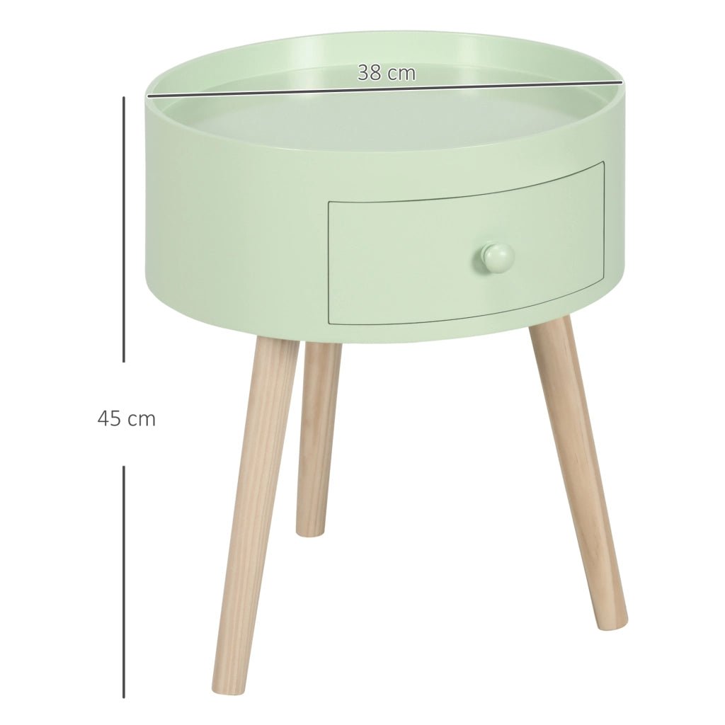 Tavolino rotondo con cassetto ¨C zephmum ¨C design scandinavo gambe effilate