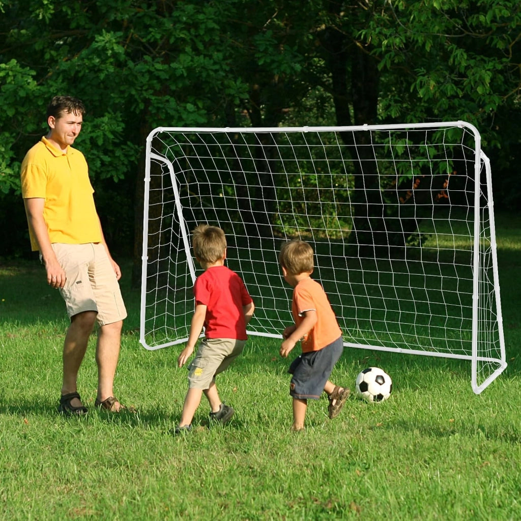Porta da Calcio, Rete da Calcio 216 cm x 152 cm con Telaio Resistente e Picchetti per Terreno, Resistente alle Intemperie per Training di Tiro al Calcio per Bambini