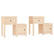 Set di 2 Comodini | Armadio da Notte | Mobiletto da notte 79,5x38x65,5 cm in Legno Massello di Pino