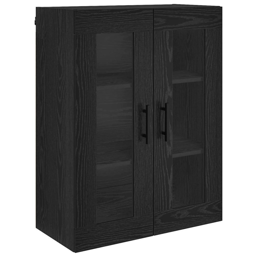 Credenza 2 pcs Rovere Nero Legno Stratificato e Vetro